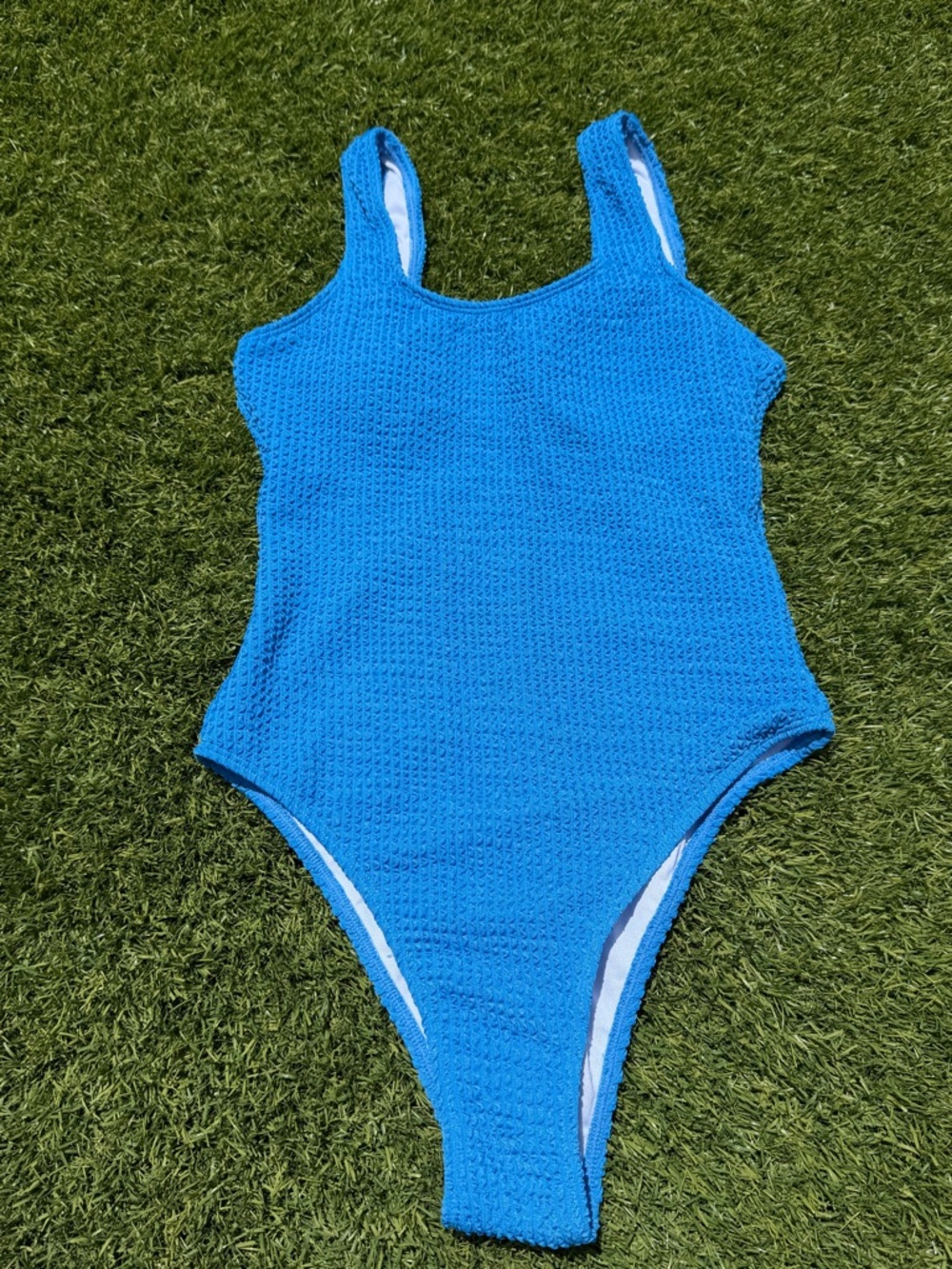 Kids Blue Textured One-Piece Swimsuit